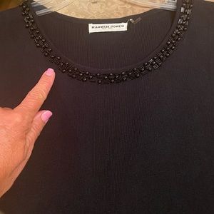 Black beaded sleeveless tank - Hannah Jones New York - size L - read description